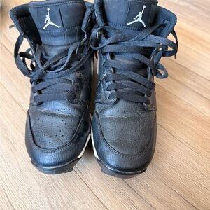 Nike Black Leather High-Top cleats  with White Jumpman